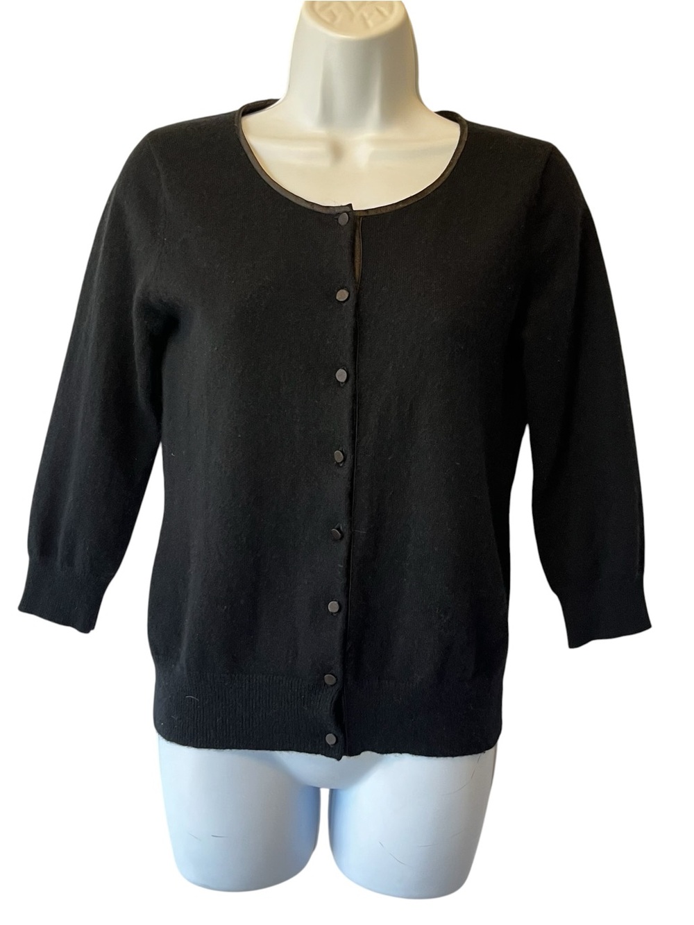 Evelyn 100% Cashmere sweater Petite Small Button up cardigan 3/4 sleeves Womens
